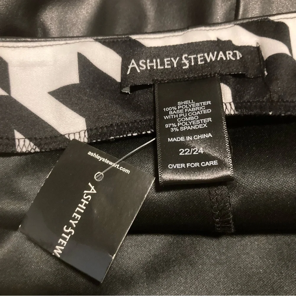 *NWT* Ashley Stewart Black & White Pleather/Fabric Skirt, Sz 22-24, fits 3X, NEW - Picture 11 of 13